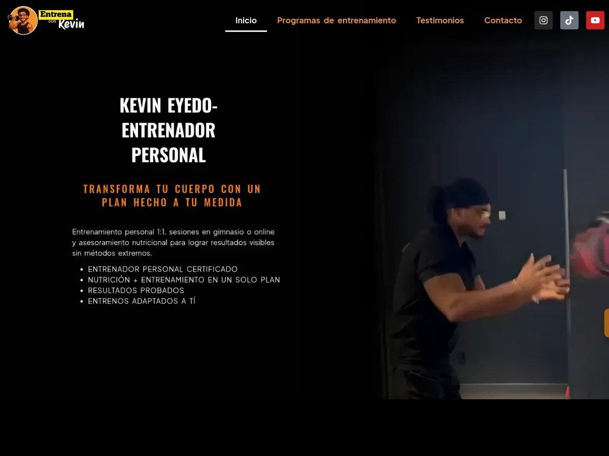 Web de Entrena con Kevin